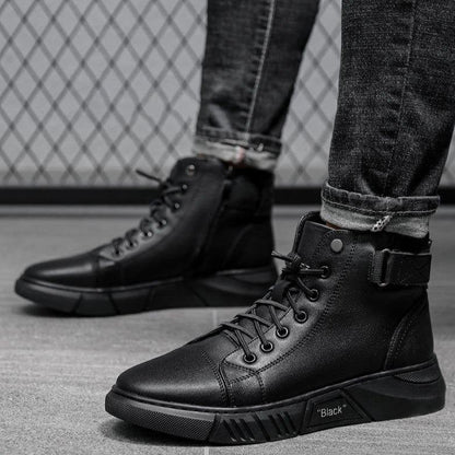 Handmade Cowhide Leather Boots All Black
