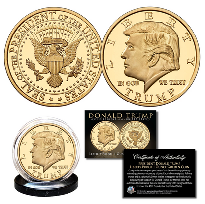 President Trump Liberty Proof 1 Ounce Golden Proof Coin