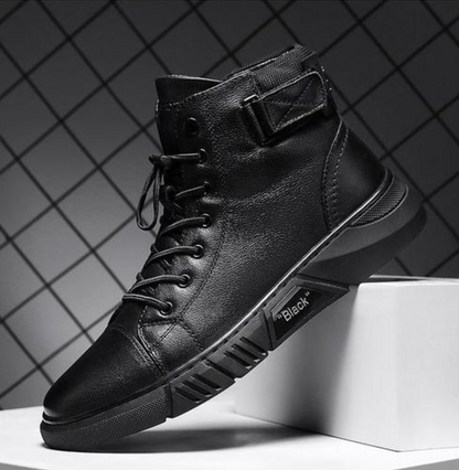 Handmade Cowhide Leather Boots All Black
