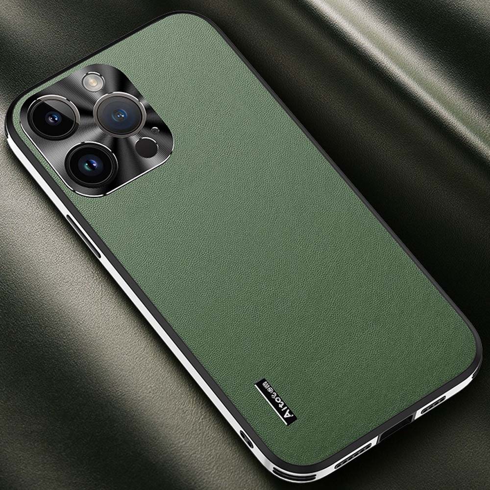 LEATHER TEXTURE METAL LENS PHONE CASE