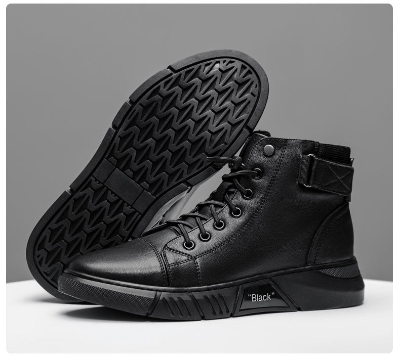 Handmade Cowhide Leather Boots All Black
