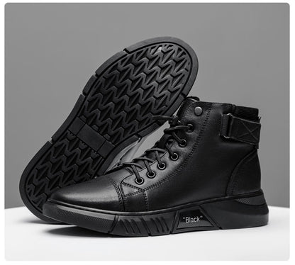 Handmade Cowhide Leather Boots All Black