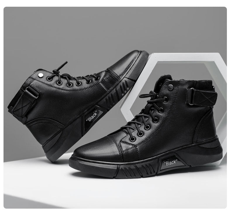 Handmade Cowhide Leather Boots All Black