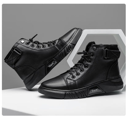 Handmade Cowhide Leather Boots All Black