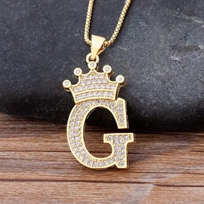 Crown 26Letter Diamond Necklace