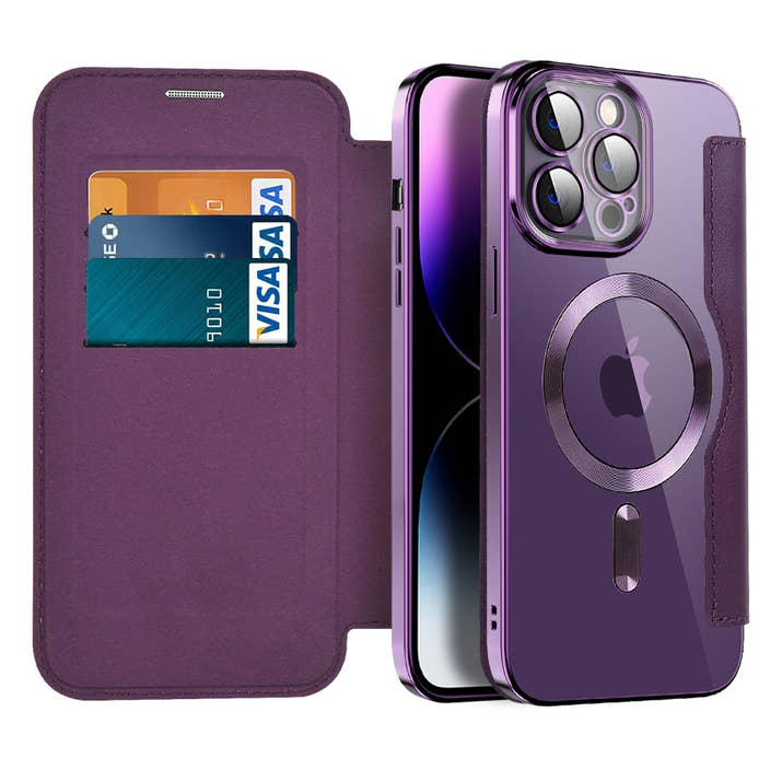 Transparent Electroplated Magnetic Leather Flip Case