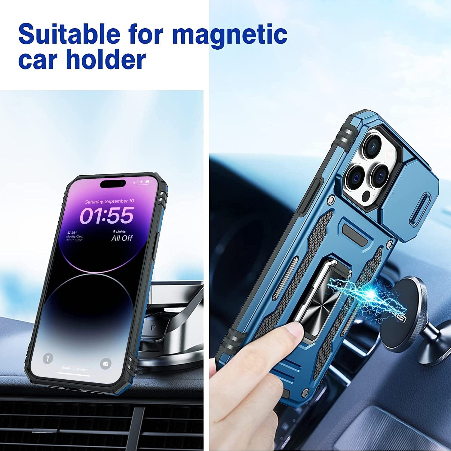 Magnetic Car Finger Ring 3-in-1 Phone Case