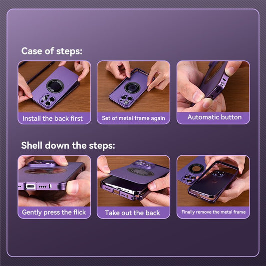 Magnetic Attraction Spring Buckle Aluminum Frame Case Cover For iPhone