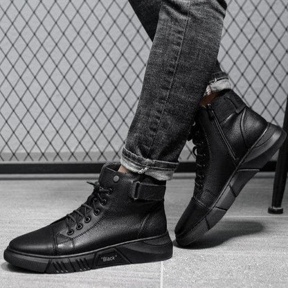 Handmade Cowhide Leather Boots All Black