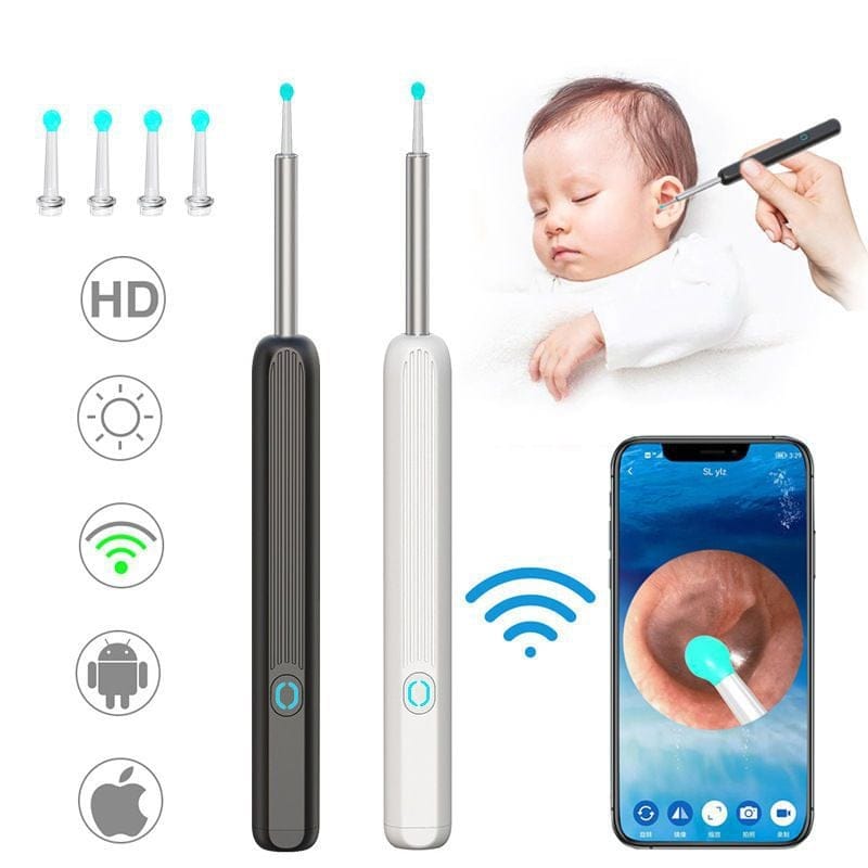 Cucchiaio visibile per eliminazione cerume Wi-Fi, otoscopio USB 1080P HD modello V2