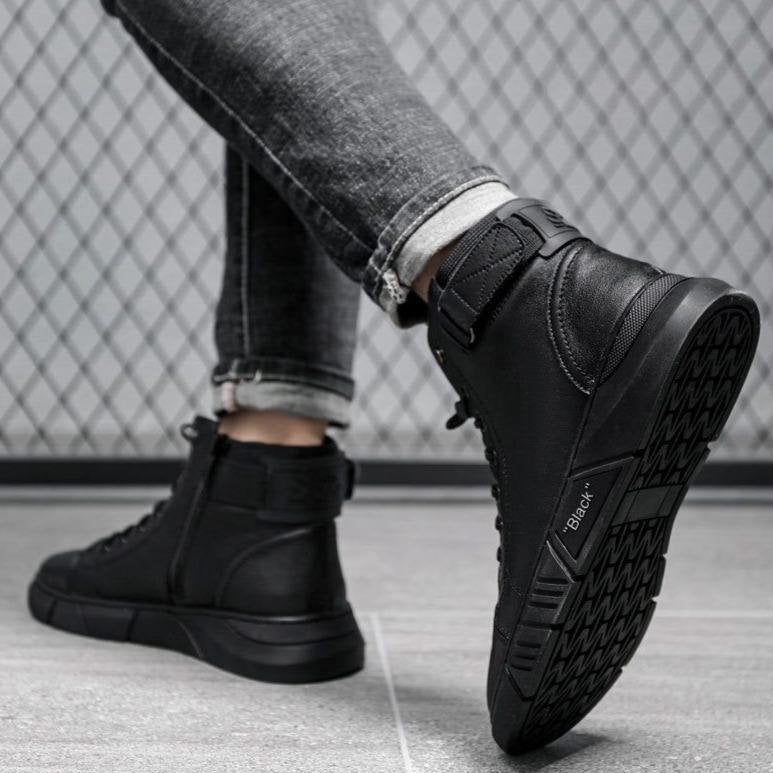 Handmade Cowhide Leather Boots All Black
