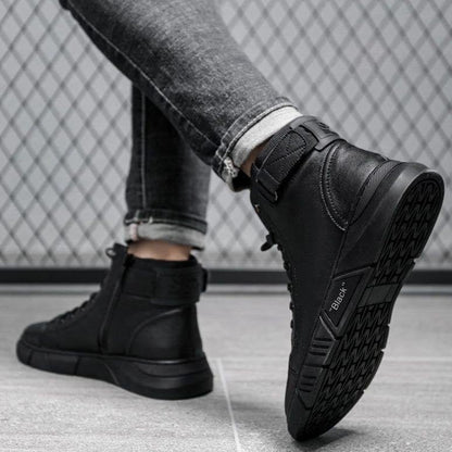 Handmade Cowhide Leather Boots All Black
