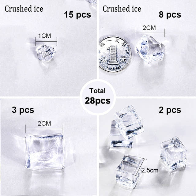 28pcs Transparent Granule Ice Artificial