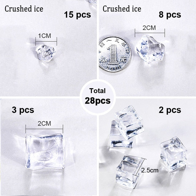 28pcs Transparent Granule Ice Artificial