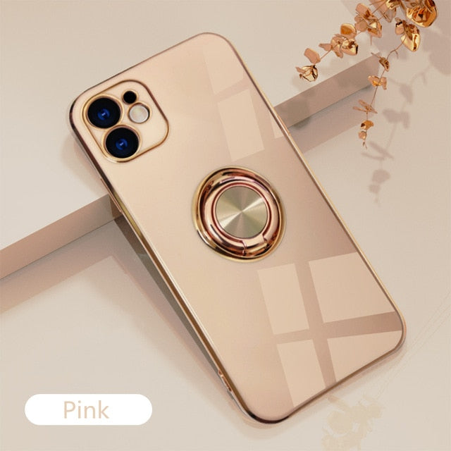 Silicone iPhone Case with Ring Holder Stand