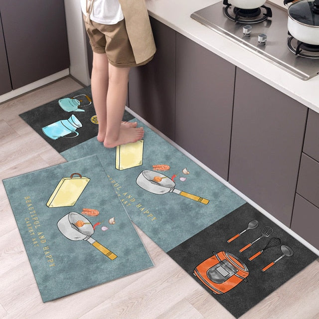 Ultra Thick Kitchen Printed Non-Slip Carpet